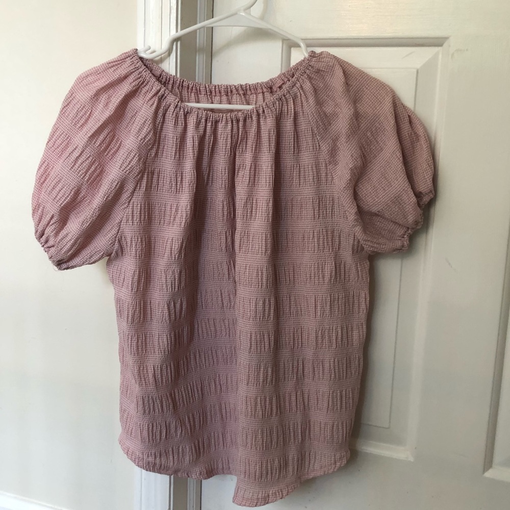 Pink and White Check Blouse
